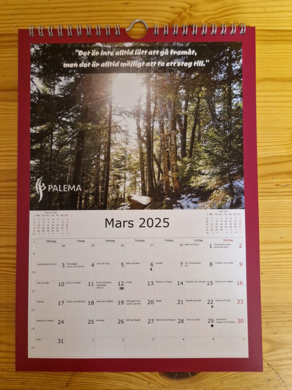 PALEMA kalendern 2025 Mars